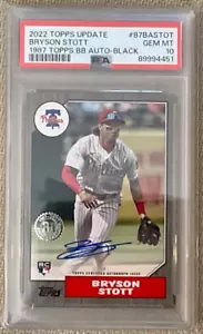 2022 Topps Update Bryson Stott 1987 RC Auto Black 6/199 PSA 10 - Bild 1 von 2