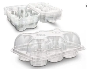 500 Pack 6 Compartment Cupcake Carriers, High Tall Dome Clear Cupcake Containers - Picture 1 of 4