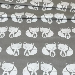 TELA ZORROS BLANCO SOBRE GRIS 100% ALGODÓN por metro - Imagen 1 de 1