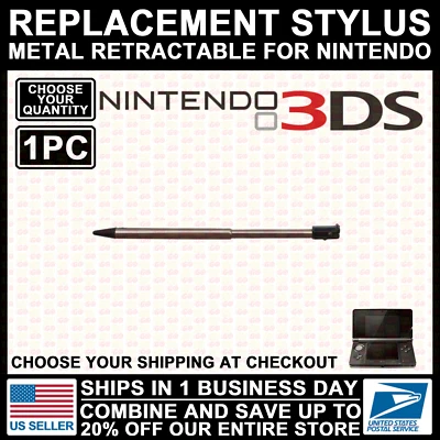 Lápiz óptico retráctil de metal original 3DS para Nintendo Touch Pen repuesto negro Foto 1 de 4