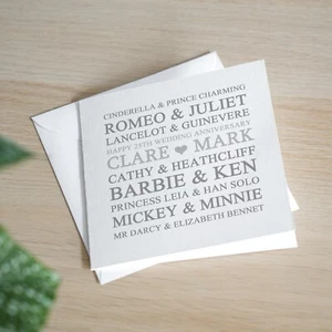 Tarjeta de aniversario de boda de plata 25 personalizada hecha a mano - para ellos, parejas - Imagen 1 de 2