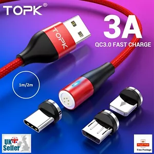 3 in 1 Magnetic Fast Charging USB Cable Charger 3A Phone Type-C Micro USB IOS - Picture 1 of 17