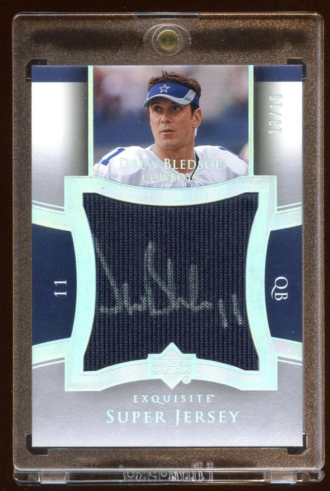 2005 EXQUISITE DREW BLEDSOE AUTO JUMBO JERSEY /15 AUTOGRAPH #D 13/15 COWBOYS QB - Image 1 of 1