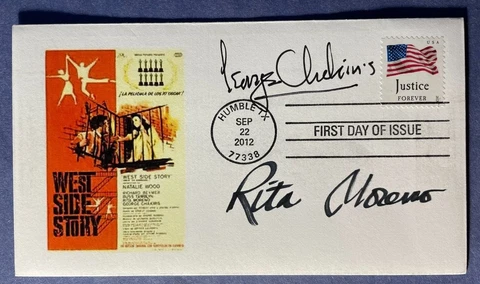 SIGNED RITA MORENO & GEORGE CHAKIRIS FDC AUTO FIRST DAY COVER - WEST SIDE STORY Cover