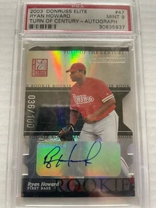 2003 DONRUSS ELITE TURN CENTURY ROOKIE AUTO #47 RYAN HOWARD SP #36/100 PSA9 MINT - Picture 1 of 2