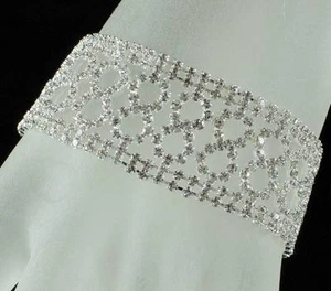 INFINITY CLEAR AUSTRIAN CRYSTAL RHINESTONE BRACELET BANGLE BRIDAL B2201 SILVER - Picture 1 of 5
