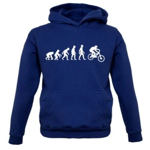 Evolution Of Man Mountain Bike - Kids Hoodie Trail Biking Bicycle Cycle Cycling - Picture 1 of 12