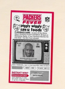 1990 Piggly Wiggly Game Card Keith Woodside $1 Packers Fever, Week 1, Red RARE - Picture 1 of 1