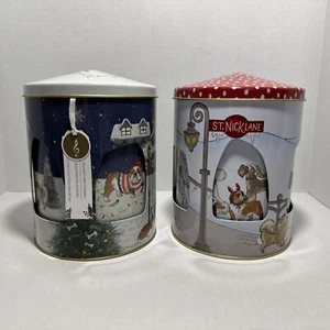 Pier 1 imports Musical Christmas Cookie Tin Canister Dogs - Picture 1 of 9