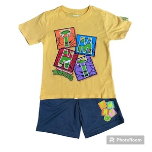 Teenage Mutant Ninja Turtles TMNT Boys’ T-Shirt & Shorts Set Yellow & Navy 5 - Picture 1 of 7