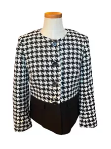 Talbots schwarz weiß Hahnentritt Button Down Blazer Wolle Taschen Neu mit Etikett 8 Petite - Bild 1 von 12