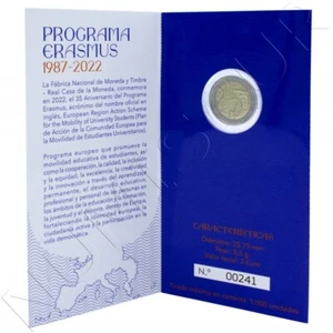 ESPAÑA Carterita oficial 2 euro 2022 35º Aniversario del Programa Erasmus PROOF - Imagen 1 de 2