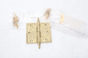 Set 2x Signature Hardware - 4"" massives Messing verziertes Türscharnier - mattes Messing I33 - Bild 1 von 6