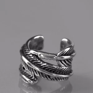 silver tree leaves ear cuff 316l stainless steel single earring - Picture 1 of 3