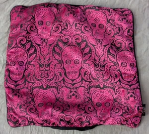 CYNTHIA ROWLEY Day of Dead Sugar Skull Throw Pillow Cover 20x20 Pink Halloween - Picture 1 of 7