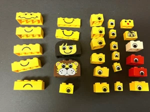 Vintage Lot of 28 Lego Brick Yellow White & RED Eye Mouth Various Sizes - Picture 1 of 3