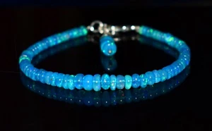Natürlicher äthiopischer Wello Feueropal Edelstein Feuer Perlen 6,5 Zoll Armband UP0B - Bild 1 von 6