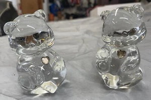 Fenton Glass Bears- Art Glass Clear Bears Lot Of 2 Vintage - Picture 1 of 4