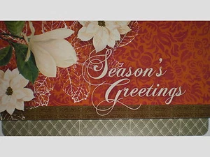 White Poinsettia Season's Greetings Holiday Note Cards w/ Envelopes - Set of 5 - Picture 1 of 2