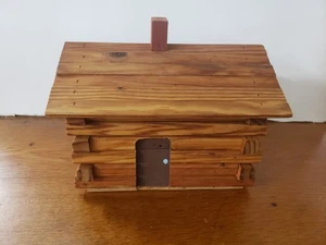 Portamonete vintage fatto a mano in legno capanna di tronchi, realizzato nel primitivo Ozarks - Foto 1 di 6