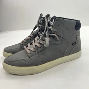Supra Vaider Para Hombres 9 Gris Lona Skateboarding Zapatillas Altas - Imagen 1 de 13