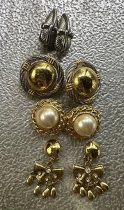 Lotto 4 paia di orecchini a clip vintage anni 80 dichiarazione oro argento - Foto 1 di 3
