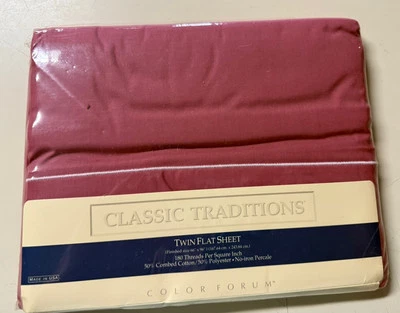 New VTG Classic Traditions Twin Flat Sheet Berry 66" X 96" Cotton Polyester - Image 1 of 4