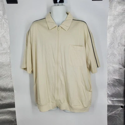Chaqueta Haband Para Hombre 2XL Beige Manga Corta Cremallera Frontal Cuello Ocio Bolsillos Foto 1 de 4