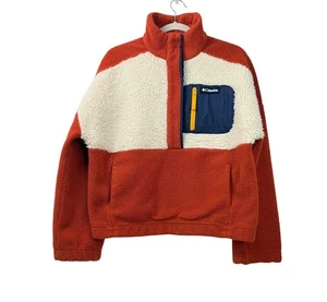 Vintage Columbia Women’s M Rust & Cream Sherpa Fleece Pullover - Picture 1 of 10