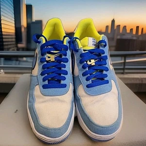 Nike Air Force 1 Low 'First Use US Size 9.5 DO7958-991 White Blue Neon Green - Picture 1 of 17