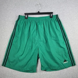 Vintage Adidas 90s Y2K Fußball Shorts XXL 3 Streifen grün Nylon Herren 2XL - Bild 1 von 5