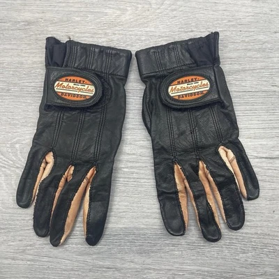 HARLEY DAVIDSON Women’s Size Small Black Leather Riding Gloves Biker 98344-09VW - Image 1 of 4