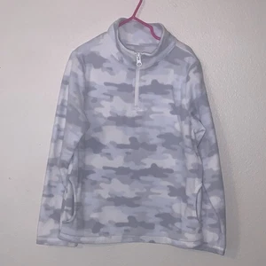 Pullover polar 1/4 cremallera camuflaje gris lugar para niños cómodo bolsillos suaves - Imagen 1 de 5