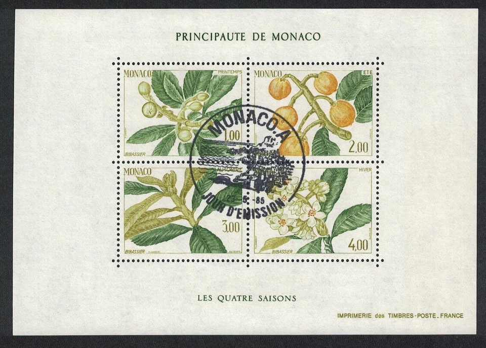Seasons of the Japanese Medlar MS Monaco 1985 CTO SG#MS1730 MI#Block 29 Sc#1472 - image 1 of 1