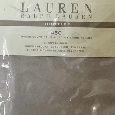 Lauren Ralph Lauren Huntley Euro Sham 450T Algodón Tostado Champagne 26"x26" -NUEVO Foto 1 de 4