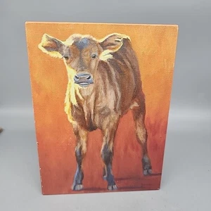 Dura Plaq Cow Painting Farmhouse 8x6" Pet Portrait Canvas Wall Hanging Art - Picture 1 of 6