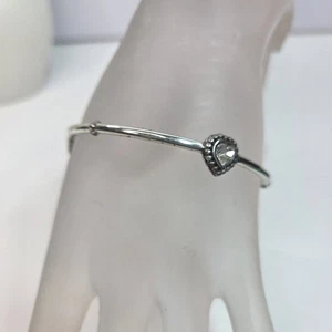Vintage Brighton versilbert Herz Station Armreif Armband minimalistisch 7,5 Zoll - Bild 1 von 6