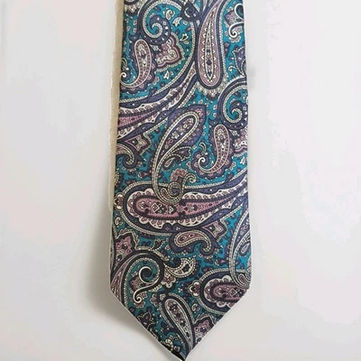Pierre Cardin Men’s Necktie Blue Teal Paisley Pattern, Business Casual 90 Formal - Image 1 of 4