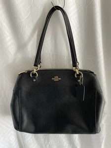 Coach Brooke Carryall Handbag Cross Grain Leather F25928- Black- Good Condition - Picture 1 of 24