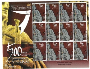 Spain: 2016; Sheet 12 stamps, 500 years king Fernando catholic precancel EBES165 - Picture 1 of 3