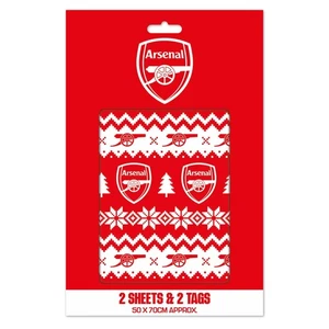 Arsenal FC Christmas 2 Sheets & 2 Tags Gift Wrap - Picture 1 of 5