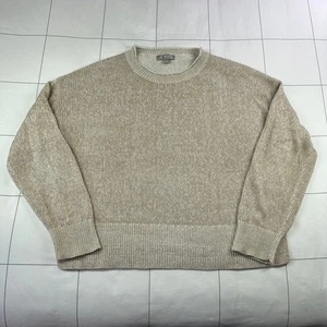 J. Crew Pullover Damen Medium hellbraun creme entspannt Baumwolle Leinenmischung Strand Küste - Bild 1 von 6