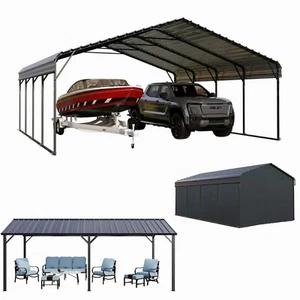 Carport with Galvanized Steel Roof Sturdy Metal Carport for Cars, Boats , 20ft - Picture 1 of 88