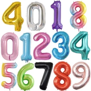 40" Giant Pastel Green Blue Red Pink Giant Number Foil Balloons Birthday Party - Picture 1 of 37