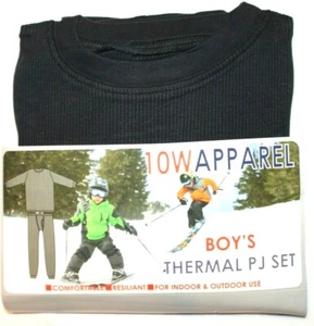 Boy's Thermal Longsleeve Top Pants Pajama PJ Set Blue/Black/Ivory/Navy  - Picture 1 of 11