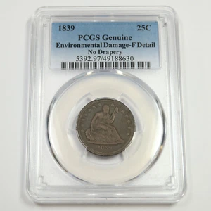 1839 P PCGS F Detail - No Drapery - Silver Seated Quarter 25C US Coin #50121A - Picture 1 of 2