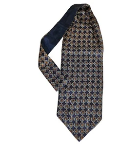 WALBUSCH Men's 100% Silk Ascot Cravat LUXURY Blue Medallion EUC - Picture 1 of 3