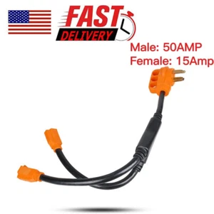 Adapter Y Split Power Cord 50 amp Male Plug to (2) 15 amp Female Connectors RV - Bild 1 von 8