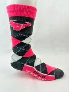 Houston Texans Pink Melange Gray Argyle Lineup Crew Socks - Picture 1 of 1
