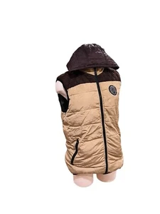 Brown Hood Beige Puffer Vest - Picture 1 of 4